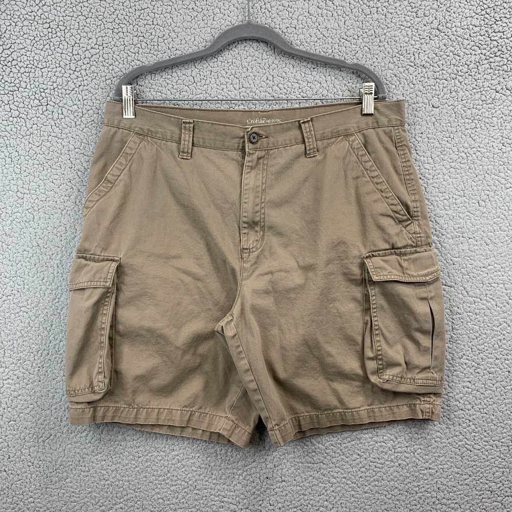 Croft & Barrow Mens Cargo Shorts Beige Size 36 Cotton Utility